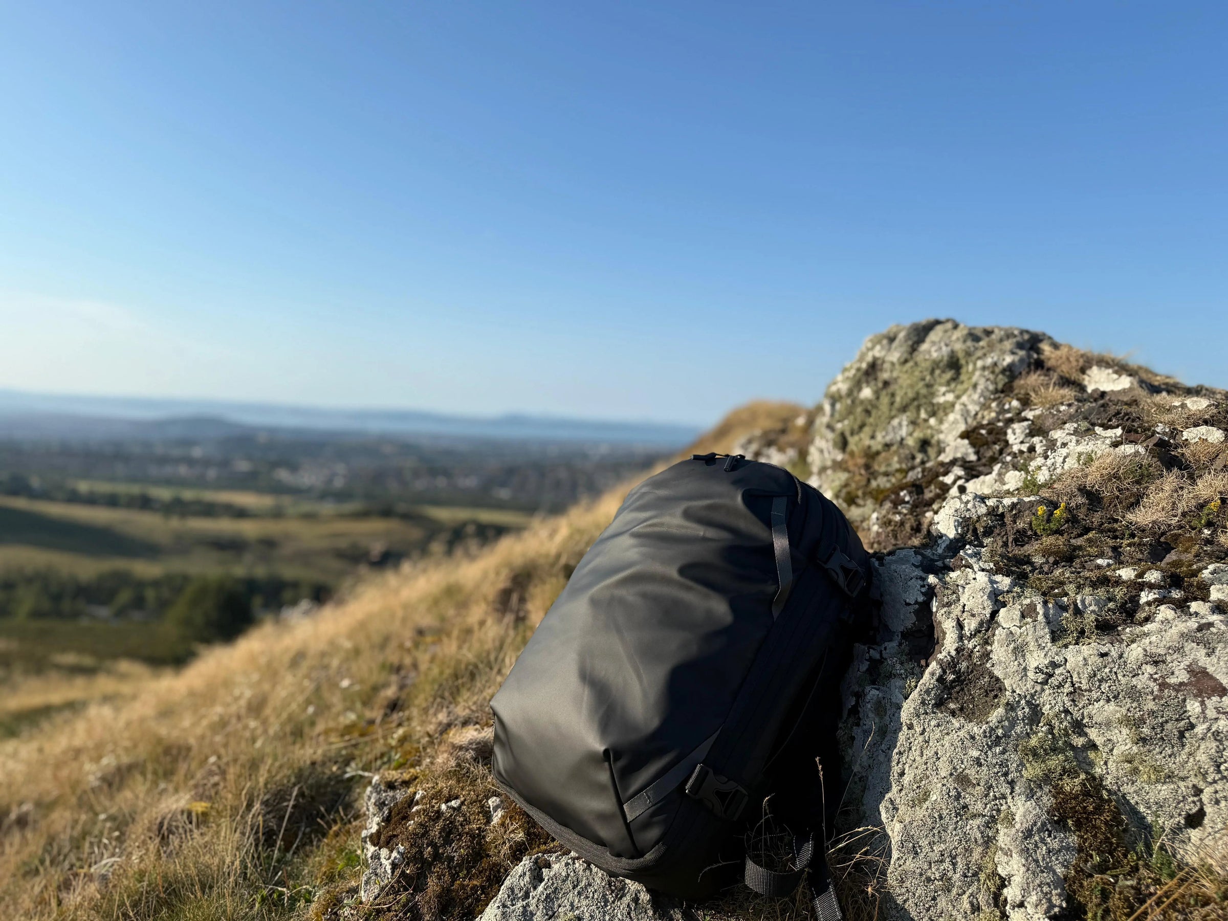 backpack on mountains